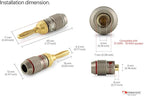Nakamichi FanLock Excel Series 24k Gold Plated Banana Plugs 10 AWG - 18 AWG Gauge Size 4mm for Speakers Amplifier Hi-Fi Stereo Home Theatre Radio Audio Wire Cable Quick Connector, 4 Pcs (2-Pairs)