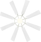 ELEHINSER 60 Inch Ceiling Fan with Lights and Remote Control, 8 Plywood Blades, 6-Speed Noiseless Reversible DC Motor, 3CCT, Windmill Ceiling fan for Kitchen Bedroom Living Room, Gloss White