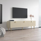Meble Furniture Dorset 01 TV Stand - Modern Rectangular TV Stand with Storage Cabinets - Media Entertainment Center Console Table for TV Up to 80" - Magnolia