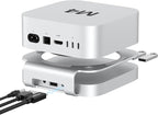 Akkyajaure 40Gbps USB4 Hub & Stand for Mac mini M4/M4 Pro, All-Aluminum Docking Station with 40Gbps M.2 SSD (NVMe PCle) Enclosure, 3*USB 2.0, 3.5mm Audio, USB4 Host | Mac mini M4 USB-4 Dock