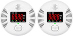 Carbon Monoxide Detector and Smoke Alarm Combined with AA Battery Powered high-Definition Color Screen Detector LCD Digital Display for Home Office Kitchen Hotel Bedroom Voice Alarm 2PACK