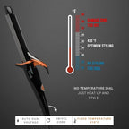 TAIFF Curves Professional Black Titanium Curling Iron – High-Performance Hair Curler & Rizadora para Cabello with Dual Voltage | Fixed Temperature 410°F | 1”