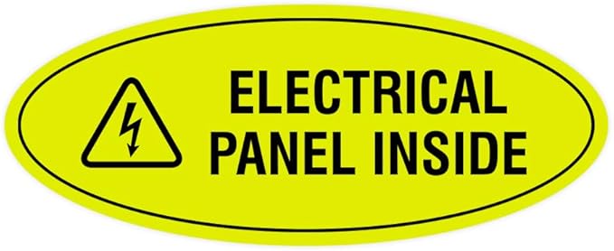 Signs ByLITA Oval Electrical Panel Inside Sign (Yellow/Black) - Large 2 Pack