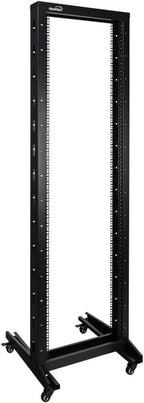 NavePoint 42U 2 Post Open Frame Server Rack with Casters for 19 Inch Equipment, Networking, and IT Devices, 2-Post Rack 330lbs Weight Capacity, Black