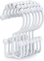 Shower Curtain Hooks, Goowin Shower Curtain Rings, Stainless Steel Shower Curtain Hooks Rust Proof Free Sliding Double Shower Hooks for Curtain, Shower Curtains & Liners (White)