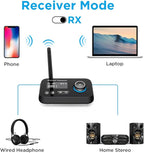 ifofo Bluetooth Transmitter Receiver 3-in-1 Bluetooth 5.0 Audio Adapter for 2 Headphones With Bypass Volume Control Low Latency Long Range LCD Display ON/OFF Optical AUX RCA for TV Home Stereo Speaker