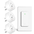 15 amp Plug with Remote,GreenCyle 3 Remote Control Outlet Plug with 1 Switch,Wireless On/Off Light Switch Wall Mounted,15A/1500W,TUV List,No Wiring Needed,500ft RF Range,for Lamp,Household Appliances