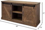 Avondale 60" TV Console Barn Door Entertainment Stand Wood Accent Cabinet Brown