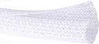QCSIW 3/4"-50ft Extra-Long Braided Cable Sleeve Protector - Self-Wrapping Pet-Proof Wire Loom for Home Theater, Office, Car Engine, Chew-Resistant Cord Cover, White
