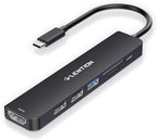 LENTION USB C Hub with 100W Charging, 4K@60Hz HDMI, Dual Card Reader, USB 3.0 & 2.0 Compatible 2025-2016 MacBook Pro, New Mac Air/Surface, Chromebook, More, Stable Driver Adapter (CB-CE18p.Black)
