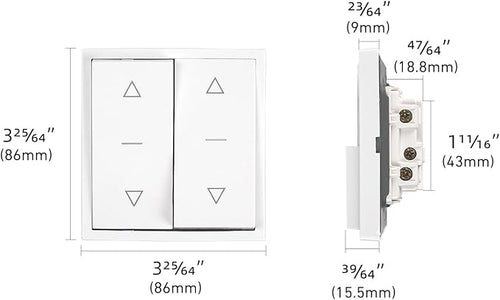 4-Wire Motorized Shade Switch, Wall Mount Controller for Tubular Motor, Roller Shutter, Awning, Electric Blinds & Garage Door, Up/Stop/Down Control
