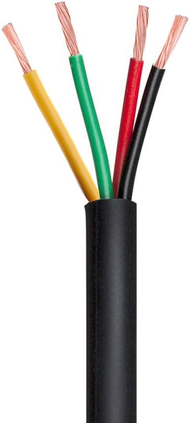 150FT 22 AWG Gauge Wire/Cable RVV 4 Conductor Bare Copper for Video Intercom/Video Door Bell/Alarm Security Burglar, Extensionext Cord/Line,Black Outer Jacket