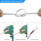 DEKIEVALE 22 Gauge 2 Conductor Electrical Wire, 16.4FT White Stranded Low Voltage 222 Cable PVC Case, 22 AWG Tinned Copper 2 Wire Extension Power Cable for LED Lamp Lighting, Automotive