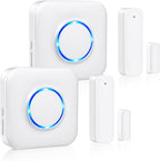 Door Chime, Satisure Wireless Door Open Contact Sensor Alarm Chime with 600 FT Range 58 Chimes 5 Volume Levels LED Indicators (2 Receivers & 2 Sensors)