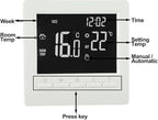 Wired Digital Room Thermostat With LCD Display Temperature Controller Programmable 5+2, 6+1, 7 Day Modes Boiler Temperature Controller Lock And Anti Freeze Features