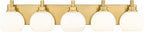 METWET Bathroom Light Fixtures, 5-Light Brushed Gold Bathroom Vanity Lights Over Mirror with Globe Milk White Glass Shade, 32 Inch Modern Vanity Lighting Fixtures, VL195-BG-ML-5