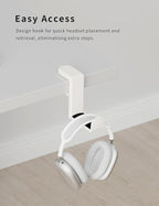 Celerion Headphone Hook - Under Desk Headphone Holder with 360-Degree Adjustable Rotation (Creamy White)