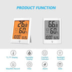 Timloon Digital Indoor Thermometer for Room, Smart Temperature Humidity Monitor with Backlight, Comfort Indicator, Max/Min Record, Time, Calendar, Alarm, °c/°f Switch for Bedroom, School