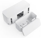 Cord Organizer Box, Cable Hider for Power Strips, Surge Protector, Extension Cord and Wire Management, Cable Management Box (2PCS/Large and Medium Size/White)