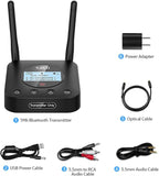1Mii B06TX+ Long Range Bluetooth 5.2 Transmitter for TV/PC/Projector to 2 Wireless Headphones/Speakers, Bluetooth Adapter for TV w/Screen Display, Plug n Play, aptX Low Latency & Adaptive & HD Audio