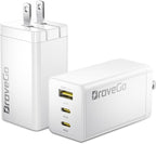 Bravego 65W Charger Block, 3-Port Fast Charging Adapter, GaN Tech, Compact Wall Plug Block, Light Weight for Travel, for iPhone 15/14/13/12 Plus Pro Max, iPad Pro, iPad, MacBook Air, Samsung, AirPods