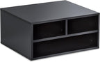 FITUEYES Large Printer Stands with 3 Storage Compartments, Desktop Paper Organizer Shelf for Home Office, 2-Tier Printer Riser, Black, 18.9" L x 15.7" W x 8.7" H