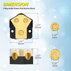Joinfworld 12V Power Distribution Block Car Audio 2 Way Ground Distribution Block 0/2/4 Gauge in 4/8/10 Gauge Out 12 Volt Amp Distribution Block Splitter for Marine Automotive Car Boat