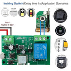 Huacaoe１CH WiFi Smart Switch Relay Module -10A Dry Contact Design for Garage Door/Home Automation, 7-32V DC & USB 5V Wide Voltage, Compatible with Alexa & eWeLink App, Mobile Remote Control