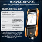 testo 300 Combustion Analyzer HVAC Kit with Printer - Combustion Leak Tester for Flue Gas, Draft, Differential Pressure & Ambient CO - Natural Gas Leak Tester with Probes - CO Meter with Touch Display