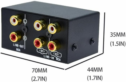2 in 4 Out or 4 in 2 Out Audio Sound selector RCA Female Stereo Channel 2 Splitter switcher Box Switching No External Power No Noise