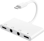 Unitrox 4 in 1 Headphone Splitter, iPhone Headphone Adapter + Dual 3.5mm Headphone Jack Adapter + Charging Port for iPhone 14 13 12 11 X 8 7