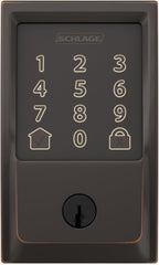 Schlage Encode Smart WiFi Deadbolt Lock for Front Door - Keyless Entry with App or Touchscreen - Works with Alexa, Hey Google, & Airbnb - Create Codes for Guests - Aged Bronze