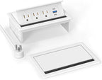 Recessed Conference Table Power Hub with 20W USB-C PD Fast Charging, Flush Mounted for Desks, Kitchens & RVs, 6FT Power Cord (White)