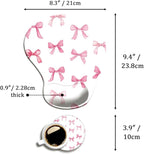 Ergonomic Mouse Pad with Wrist Support,Cute Mouse Pad with Wrist Rest and Coaster Set,Office Supplies Non-Slip Mouse Pads for Desk, Non-Slip Comfortable,Pink Bow