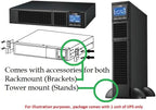 OPTI-UPS DS1000E-RM (Tower/Rackmount) (1000VA / 1000W) Online Double Conversion Uninterruptible Power Supply, Pure Sine Wave, UPS Battery Backup, Surge Protection