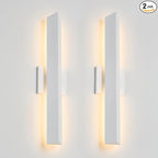 Tarentlight 2 Pack LED Outdoor Wall Lights Dimmable,20W 3000K,21.9" Modern Textured White Outdoor Wall Sconce, IP65 Waterproof, Linear Exterior Wall Light for Entrance, Hallway, Garage, Porch