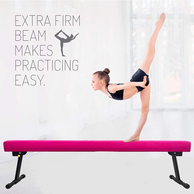 Adjustable&Foldable Gymnastics Balance Beam,6FT/8ft High-Low Level Floor Gymnastic Beam,No Tool Require, Gym Equipment for for Kids Children Girls Home Training