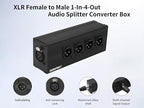 SQWRWY XLR 1 Female to 4 Male Passive Splitter | 4-Channel Galvanic Distribution for Zero-Latency Audio & DMX Adapter 4Way 1Pack