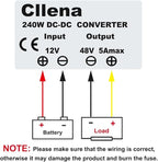 Cllena DC/DC 12V to 48V Boost Converter 5A 240W Step Up Voltage Regulator Module Car Power Supply Voltage Transformer (Input 10V-16V)