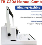 TruBind Manual Comb Binding Machine | Punch up to 20 Sheets | Bind up to 425 Sheets | 21 Fully Disengageable Dies | 19-Ring Comb | 2-Year Warranty