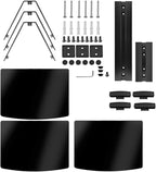 DVD Floating Shelf, Glass TV Wall Mount with Shelf for DVD Player / PS4 / Cable Boxes / Game Consoles / Sky Box / TV Accessories, Media Shelf, Flat Black Wall Mount Bracket, AV Shelves, 3 Tiers CS303S