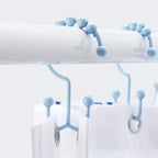 Shower Curtain Hooks, Goowin Shower Curtain Rings, Stainless Steel Shower Curtain Hooks Rust Proof Free Sliding Double Shower Hooks for Curtain, Shower Curtains & Liners (Blue)