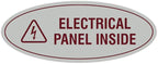Signs ByLITA Oval Electrical Panel Inside Sign (Light Grey/Burgundy) - Medium 2 Pack