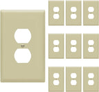 ENERLITES Duplex Receptacle Outlet Wall Plate, Jumbo Electrical Outlet Covers, Gloss Finish, Oversized 1-Gang 5.51" x 3.50", Polycarbonate Thermoplastic, 8821O-I-10PCS, Ivory, 10 Pack