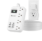 Beeiker 6 USB(2 USB C) Surge Protector Power Strip- 10 Ft Extension Cord with 24W USB Charging Station and 4 Outlets, Long Flat Extension Cord with Multiple Outlets for Travel Home Office Dorm White