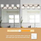 WINSHEN 4-Lights Bathroom Light Fixtures Over Mirror, Brushed Nickel Vanity Wall Mounted Lighting with Frosted Glass for Kitchen Living Room, E26 Bulb Base