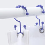 Shower Curtain Hooks, Goowin Shower Curtain Rings, Stainless Steel Shower Curtain Hooks Rust Proof Free Sliding Double Shower Hooks for Curtain, Shower Curtains & Liners (Purple)
