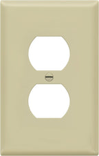 ENERLITES Duplex Receptacle Outlet Wall Plate, Midway Size 1-Gang 4.88" x 3.11", Unbreakable Polycarbonate Thermoplastic, 8821M-I, Ivory