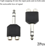 HAHIYO 3 M-2x6.35 RCA F-TRS Stereo Plug Interconnect Audio One Male 6.35mm(1/4 inch) and Two Females 3mm(1/8Inch) Adapter Splitter Good Signal Sound Snap Tight Not Wobble for Guitar Black 2pcs