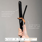 TAIFF Curves Professional Black Titanium Curling Iron – High-Performance Hair Curler & Rizadora para Cabello with Dual Voltage | Fixed Temperature 410°F | 1 1/4”